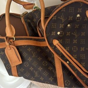 Louis Vuitton Monogram Canvas with Tan Leather Trim Pet Carrier